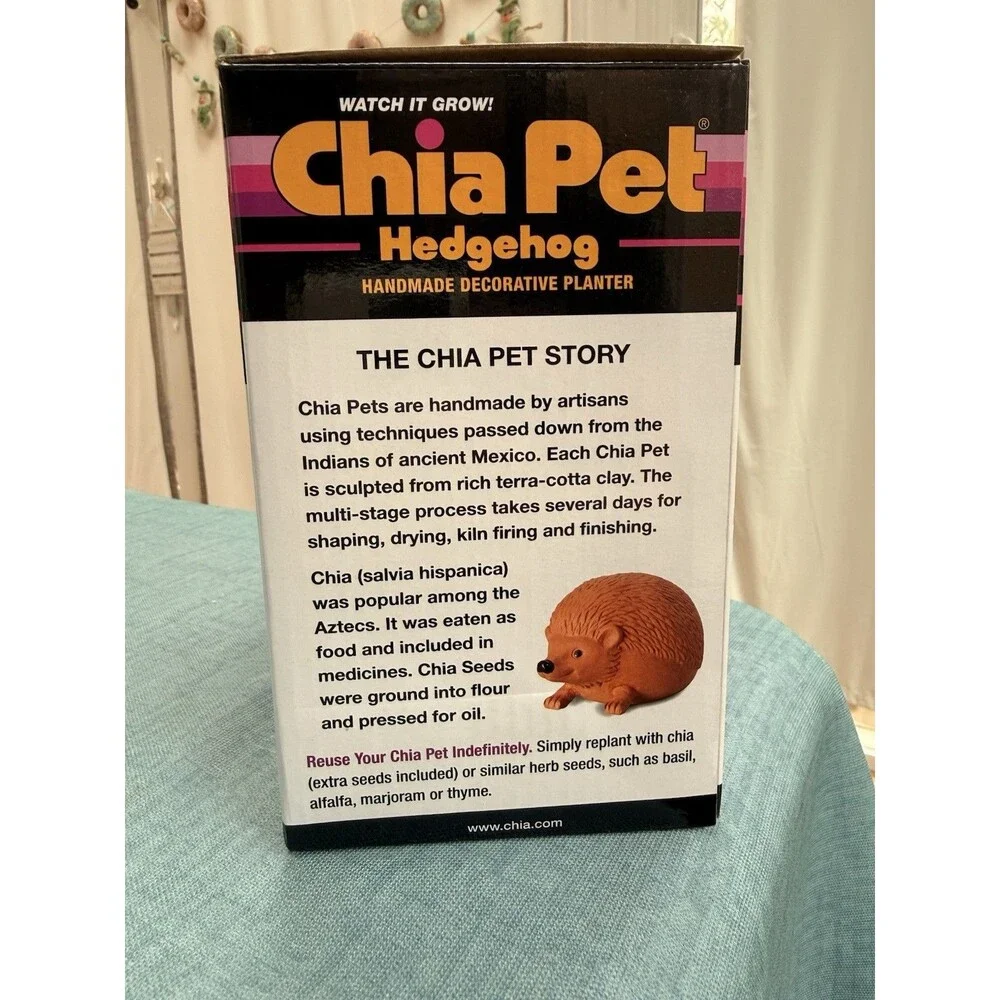 Chia Pet Hedgehog Decorative Pottery Planter with Seed Pack, Terra Cotta, NEW